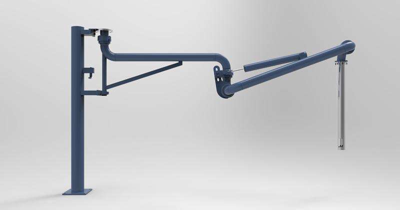 線之間傳輸液體介質的活動設備，以取代老式的軟管連接，鋁垂(1)